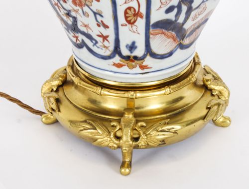 fig 5. Antique Japanese Imari Porcelain Table Lamp c. 1840 19th Century