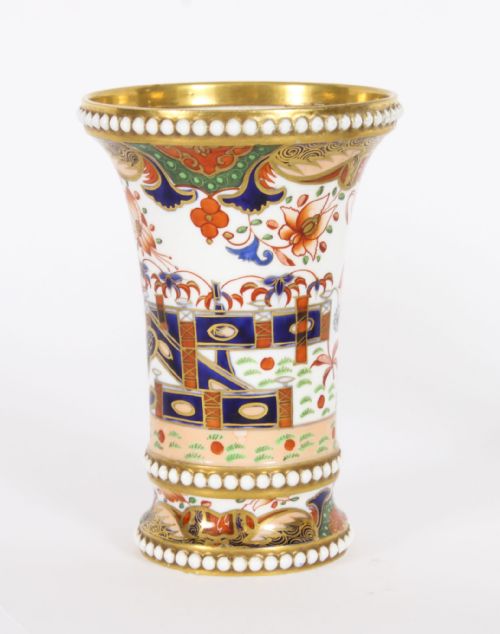 fig 1. Antique Pair Spode Beaded Beakers Imari Style Matchpots C1820 19th C