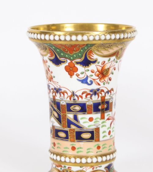 fig 2. Antique Pair Spode Beaded Beakers Imari Style Matchpots C1820 19th C