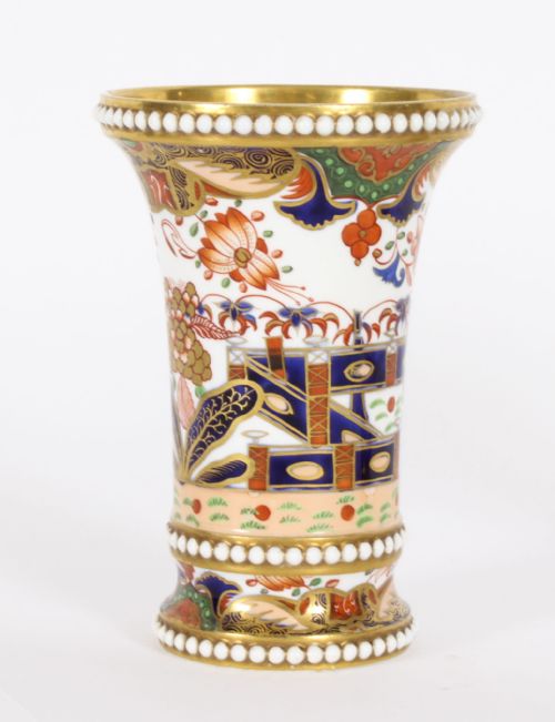 fig 3. Antique Pair Spode Beaded Beakers Imari Style Matchpots C1820 19th C