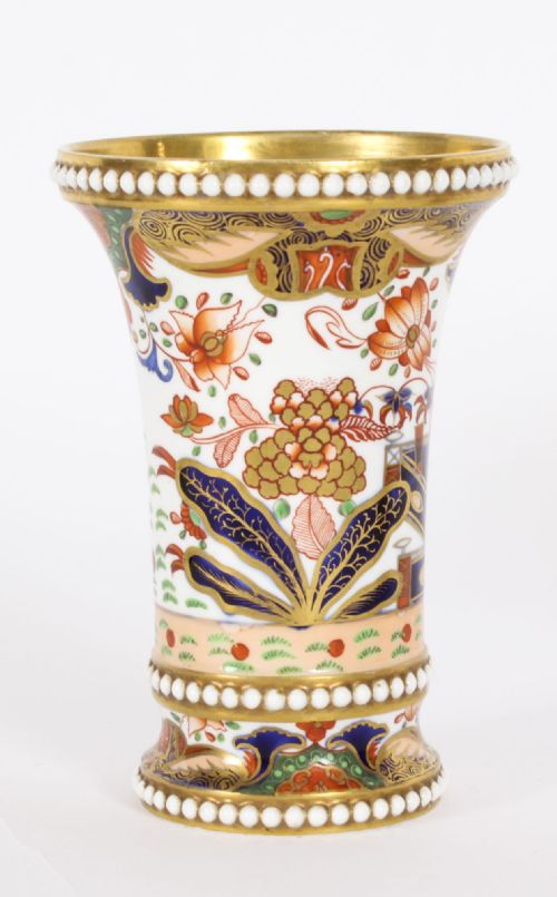 fig 4. Antique Pair Spode Beaded Beakers Imari Style Matchpots C1820 19th C