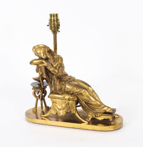 Antique French Ormolu Table Lamp Manner of Pierre-jules Cavelier 19th C