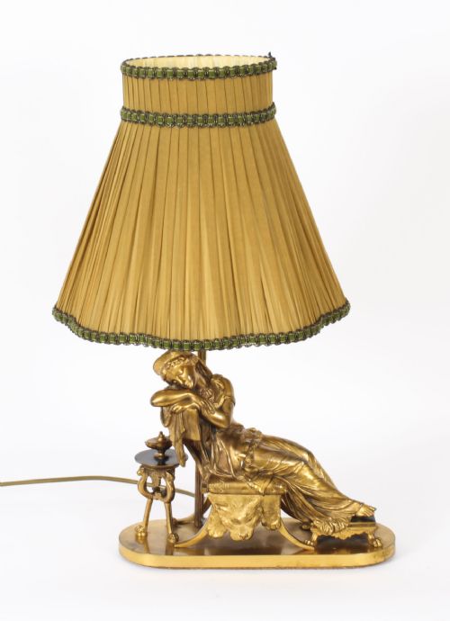 fig 1. Antique French Ormolu Table Lamp Manner of Pierre-Jules Cavelier 19th C