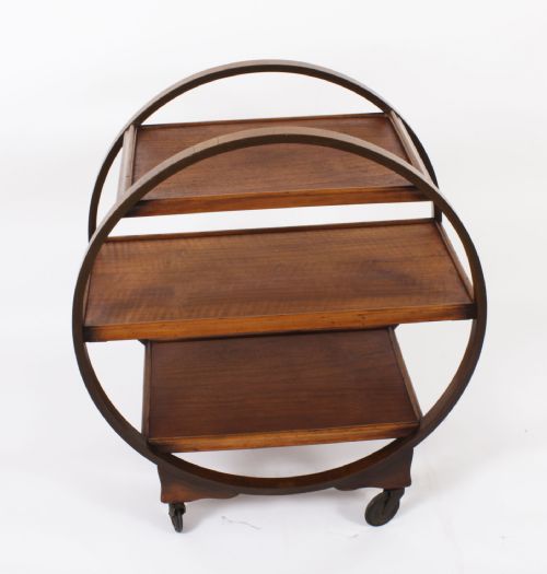 fig 1. Antique Art Deco Figured Walnut Serving Trolley c.1920 20th C