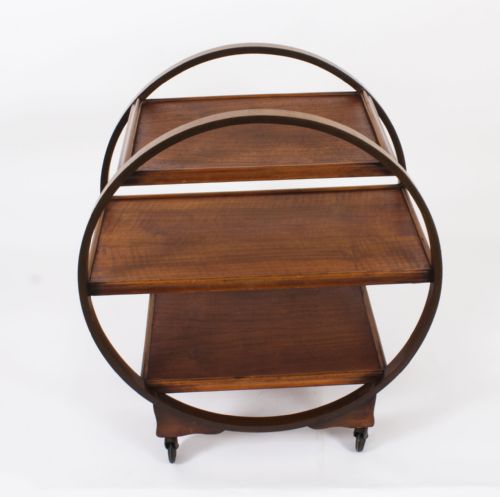 fig 2. Antique Art Deco Figured Walnut Serving Trolley c.1920 20th C