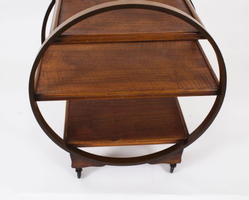 fig 4. Antique Art Deco Figured Walnut Serving Trolley c.1920 20th C