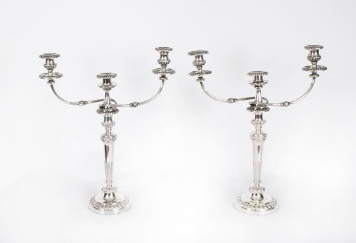 Antique Pair 21inch George III Three Light Candelabra by Matthew Boulton 18th C
