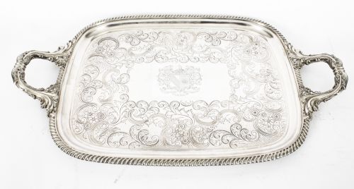fig 1. Antique Old Sheffield Silver Plated Tray George III C 1780 18th C