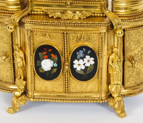 fig 2. Antique Ormolu Mounted Pietra Dura Jewellery Cabinet 19th C