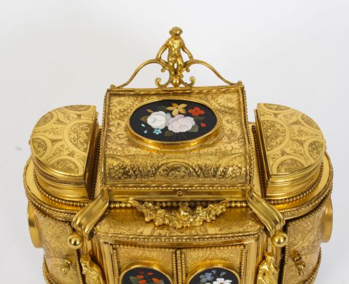 fig 4. Antique Ormolu Mounted Pietra Dura Jewellery Cabinet 19th C
