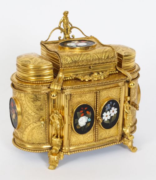 fig 8. Antique Ormolu Mounted Pietra Dura Jewellery Cabinet 19th C