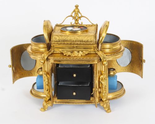 fig 10. Antique Ormolu Mounted Pietra Dura Jewellery Cabinet 19th C