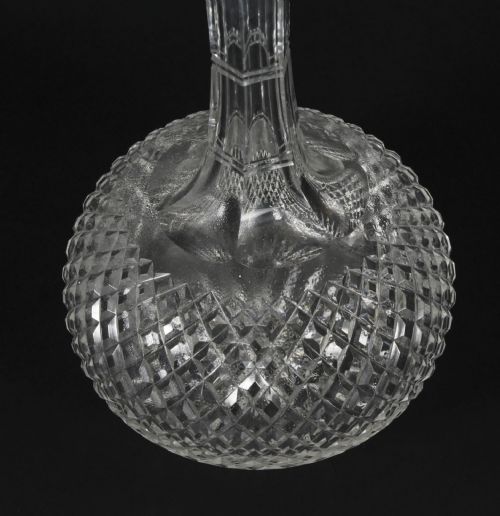 ANTIQUE PAIR ETCHED GLASS DECANTERS AND STOPPERS 19TH CENTURY - ADDITIONAL PHOTO 4