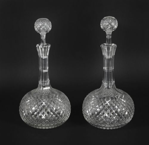 ANTIQUE PAIR ETCHED GLASS DECANTERS AND STOPPERS 19TH CENTURY - ADDITIONAL PHOTO 6