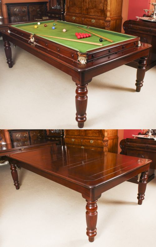 Antique 8ft Victorian Rollover Slate Bed Snooker / Dining Table 19th C