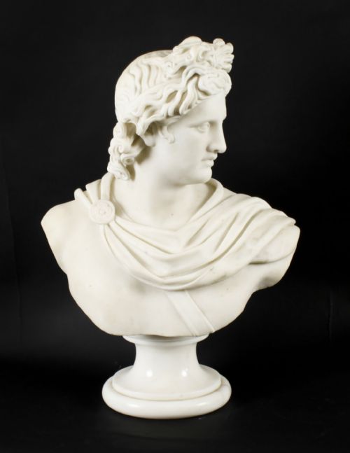 fig 1. Antique Italian Marble Bust of Greek God Apollo Belvedere 19th Century