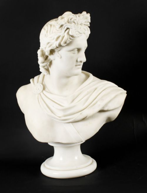 fig 2. Antique Italian Marble Bust of Greek God Apollo Belvedere 19th Century