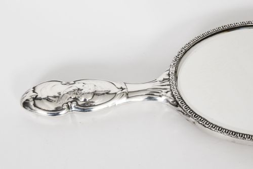 fig 4. Antique Sterling Silver Cherubs Hand Mirror 1905 William Comyns & Sons.