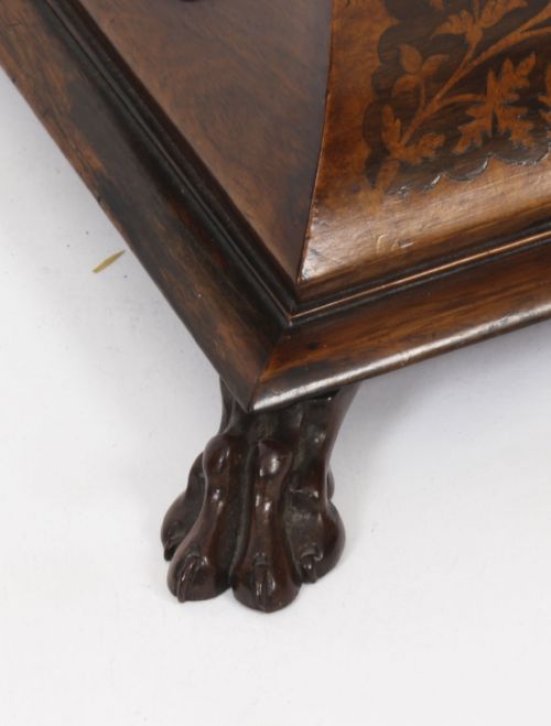 ANTIQUE GEORGE IV GONALO ALVES AMBOYNA MARQUETRY TEA CADDY C1825 19TH C - ADDITIONAL PHOTO 6
