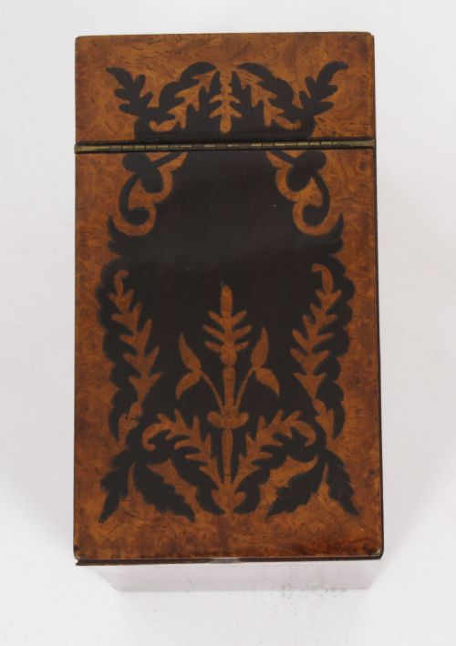 ANTIQUE GEORGE IV GONALO ALVES AMBOYNA MARQUETRY TEA CADDY C1825 19TH C - ADDITIONAL PHOTO 16