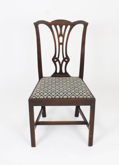 fig 1. Antique Set of 6 Chippendale Revival Dining Chairs 19th Century