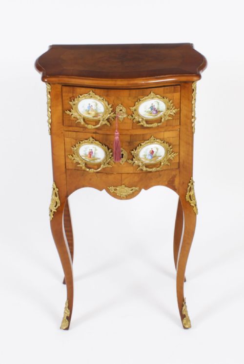 fig 1. Antique Louis Revival Burr Walnut & Ormolu Mounted Chest 19th Century