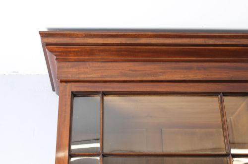fig 2. Antique English William IV Flame Mahogany Library Breakfront Bookcase 19th C