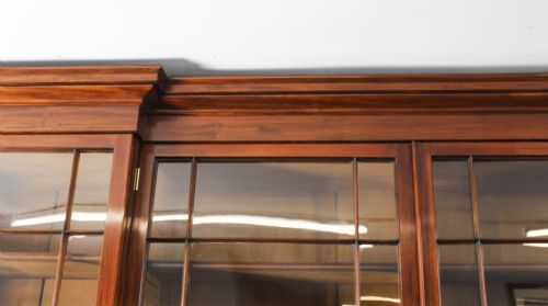 fig 3. Antique English William IV Flame Mahogany Library Breakfront Bookcase 19th C