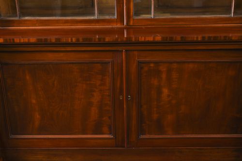 fig 8. Antique English William IV Flame Mahogany Library Breakfront Bookcase 19th C