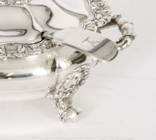 fig 4. Antique Pair Old Sheffield Oval Lidded Sauce Tureens C1820 19th Century