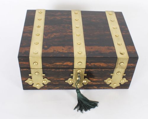 ANTIQUE FIGURED COROMANDEL BRASS BOX CASKET 19TH CENTURY - ADDITIONAL PHOTO 9