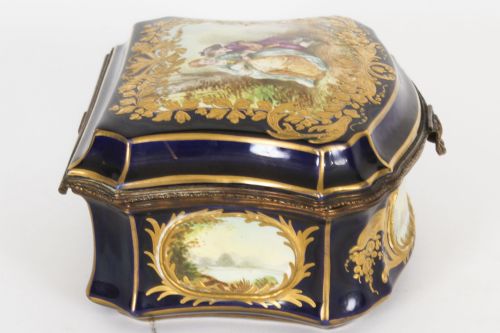 fig 7. Antique French Sevres Cobalt Blue Porcelain Jewellery Casket 19th C
