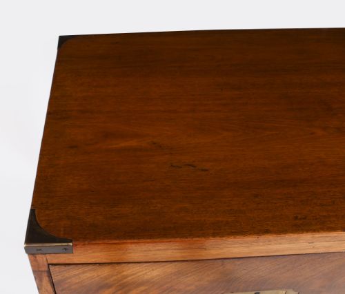 ANTIQUE VICTORIAN CAMPAIGN ERA MILITARY SECRETAIRE CHEST OF DRAWERS C1840 - ADDITIONAL PHOTO 4