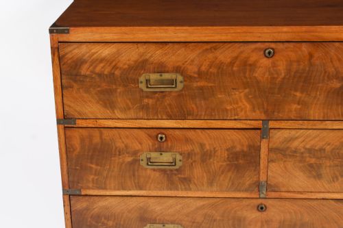 ANTIQUE VICTORIAN CAMPAIGN ERA MILITARY SECRETAIRE CHEST OF DRAWERS C1840 - ADDITIONAL PHOTO 5