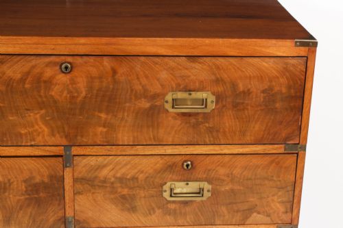 ANTIQUE VICTORIAN CAMPAIGN ERA MILITARY SECRETAIRE CHEST OF DRAWERS C1840 - ADDITIONAL PHOTO 6