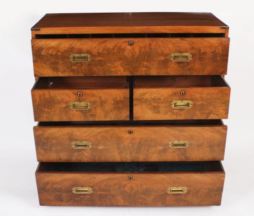 ANTIQUE VICTORIAN CAMPAIGN ERA MILITARY SECRETAIRE CHEST OF DRAWERS C1840 - ADDITIONAL PHOTO 8