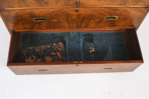 ANTIQUE VICTORIAN CAMPAIGN ERA MILITARY SECRETAIRE CHEST OF DRAWERS C1840 - ADDITIONAL PHOTO 9