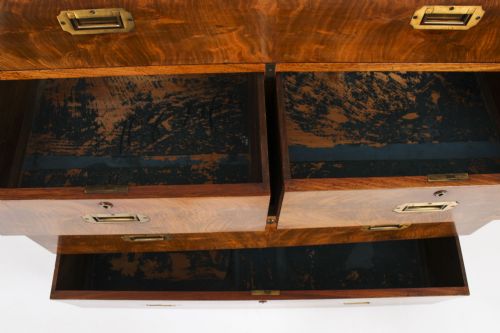ANTIQUE VICTORIAN CAMPAIGN ERA MILITARY SECRETAIRE CHEST OF DRAWERS C1840 - ADDITIONAL PHOTO 10