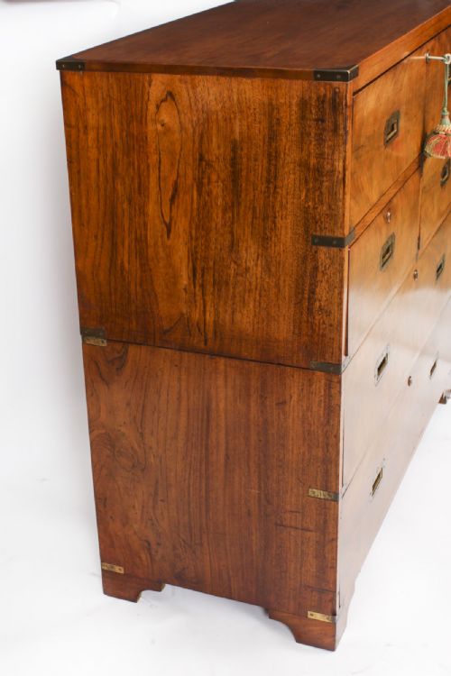 ANTIQUE VICTORIAN CAMPAIGN ERA MILITARY SECRETAIRE CHEST OF DRAWERS C1840 - ADDITIONAL PHOTO 16