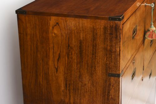 ANTIQUE VICTORIAN CAMPAIGN ERA MILITARY SECRETAIRE CHEST OF DRAWERS C1840 - ADDITIONAL PHOTO 17