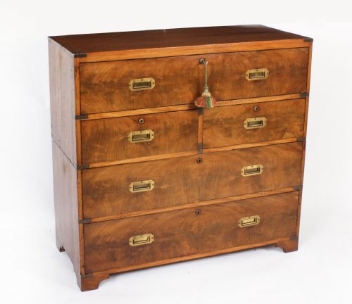 ANTIQUE VICTORIAN CAMPAIGN ERA MILITARY SECRETAIRE CHEST OF DRAWERS C1840 - ADDITIONAL PHOTO 19