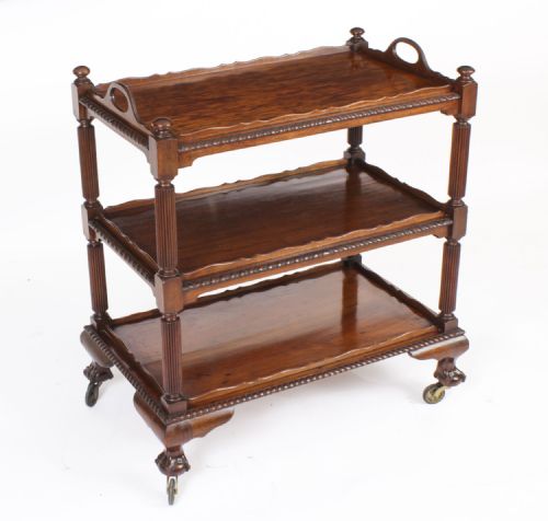 Antique Edwardian Flame Mahogany Serving Trolley Circa 1910