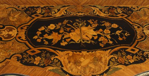 fig 3. Antique French Louis Revival Floral Marquetry Card Table 19th C