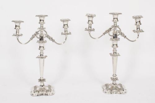 Antique Pair Three Light Candelabra by Stevenson & Law Circa 1920