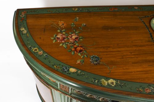 fig 6. Antique French Painted Demi Lune Cabinets Commodes 20th C
