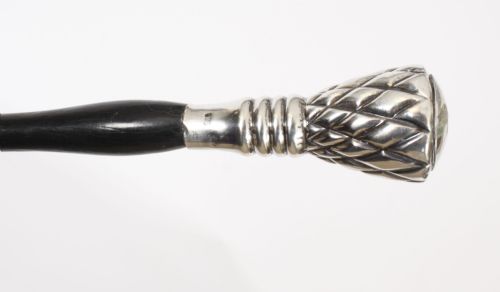 fig 1. Antique French Silver Walking Cane Stick 19th Century