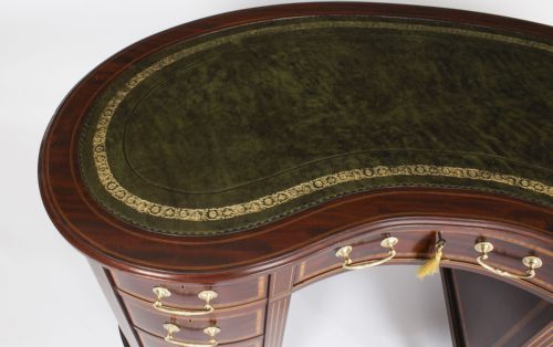 ANTIQUE VICTORIAN MAHOGANY INLAID KIDNEY DESK C1880 19TH C - ADDITIONAL PHOTO 5