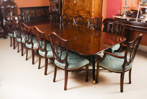 fig 1. Antique 12ft Regency Mahogany Triple Pillar Dining Table c1830 19th C