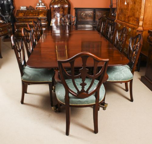 fig 2. Antique 12ft Regency Mahogany Triple Pillar Dining Table c1830 19th C