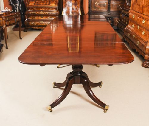 fig 3. Antique 12ft Regency Mahogany Triple Pillar Dining Table c1830 19th C